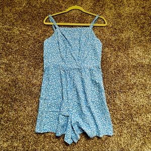NWT Blue Floral Romper with Pockets